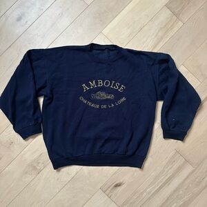Vintage Navy Sweatshirt with Gold Print